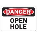 Signmission OSHA Danger Decal, Open Hole, 5in X 3.5in Decal, 10PK, 3.5" H, 5" W, Landscape, PK10 OS-DS-D-35-L-19456-10PK